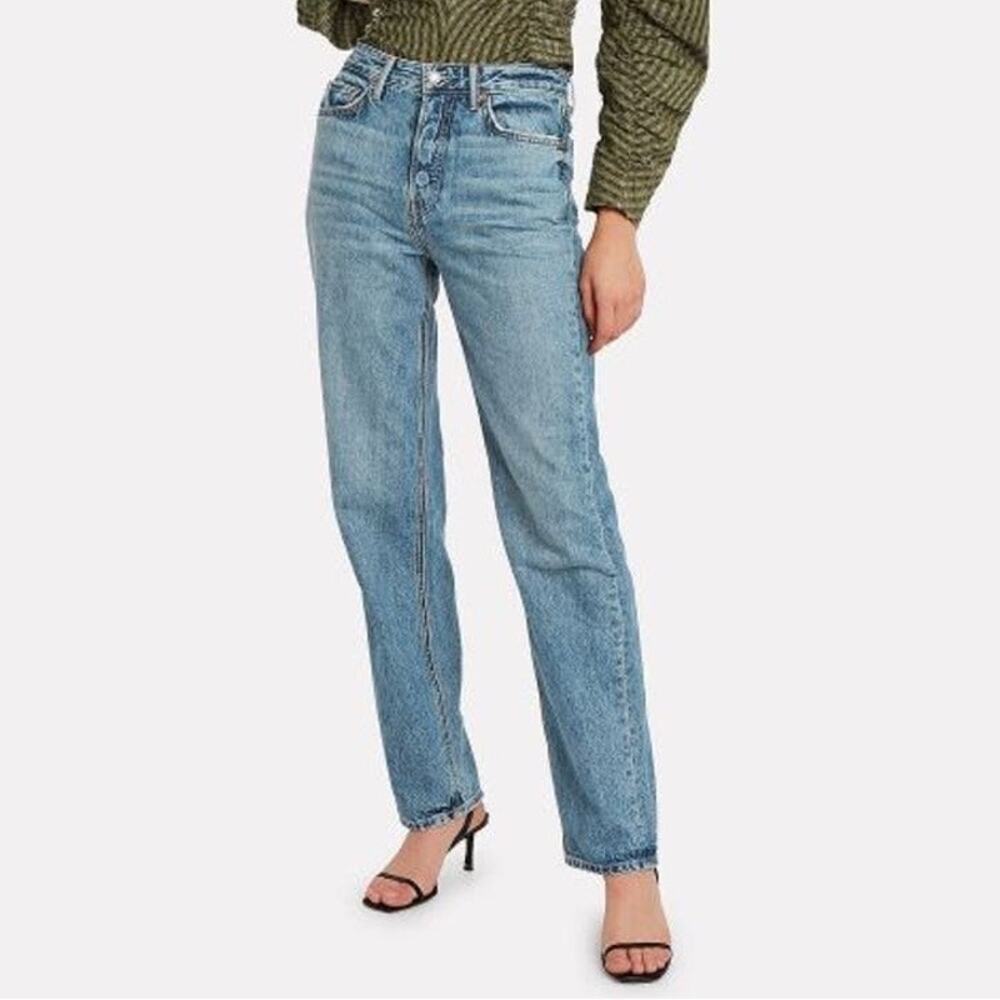 Grlfrnd Denim Blue Mica Straight Leg High Rise Jeans Size 28